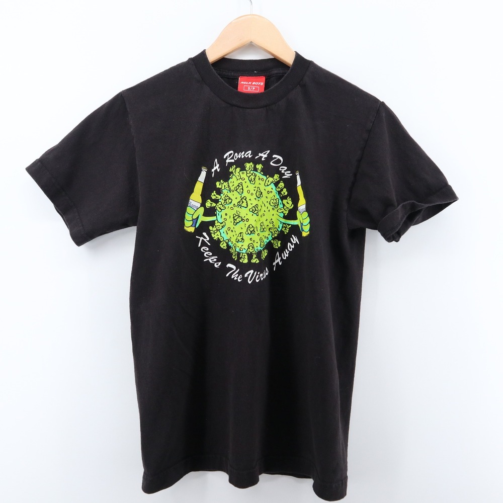 Nelk‎ Boys Shirt Small Black Graphic Tee 2020s A Rona A Day Corona Humor